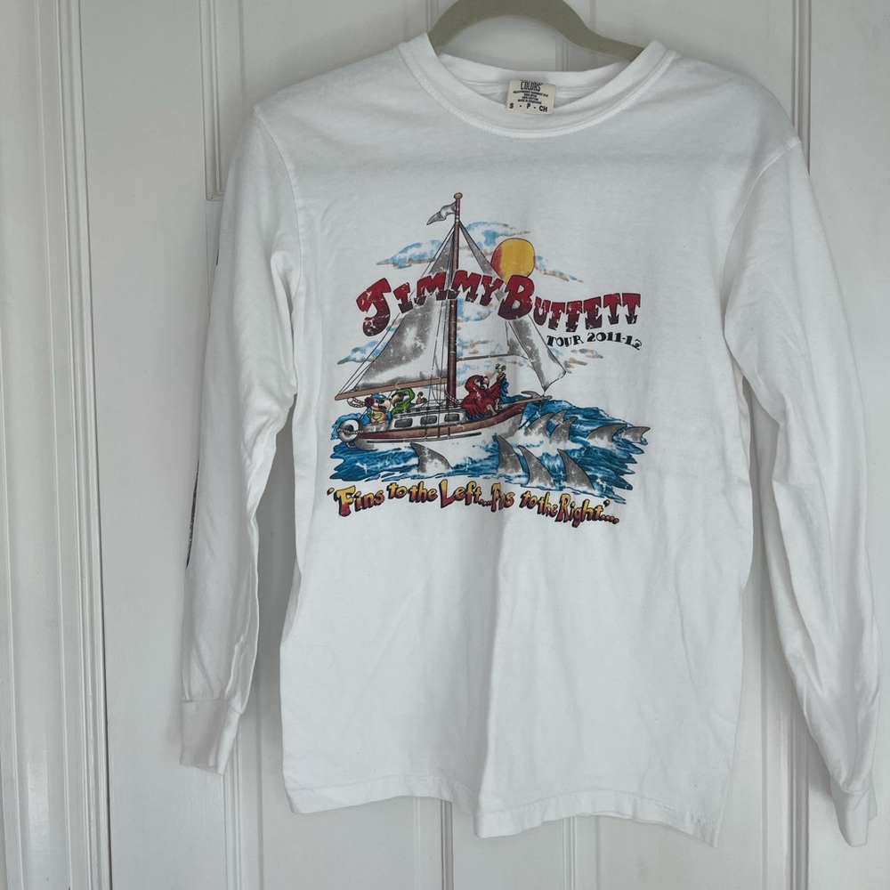 Jimmy Buffett 2011-12 Welcome To Fin Land Concert Tour Tee T-shirt White LS Sz S